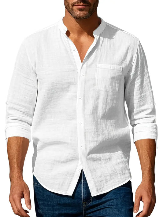 Manfred | Stylisches atmungsaktives Leinenhemd mit langen Ärmeln für Männer - Image 1