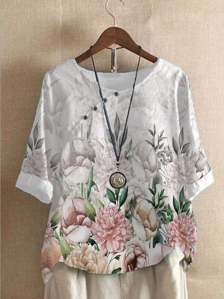 Tina | Bluse mit Blumendruck und entspannter Passform mit Knopfdetails - Image 4