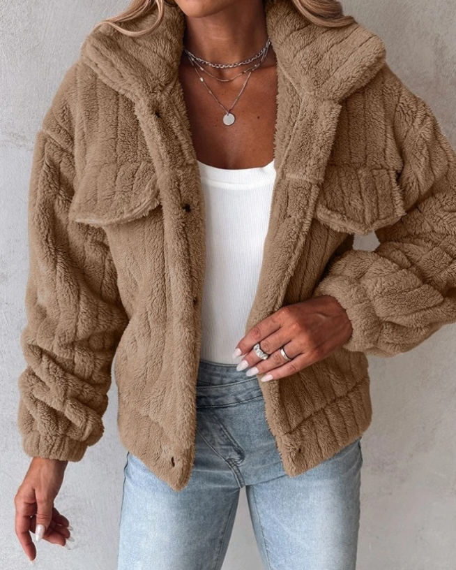 Felina | Damen Sherpa-Jacke mit Knopfleiste - Image 4