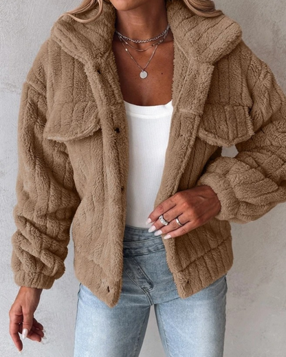 Felina | Damen Sherpa-Jacke mit Knopfleiste - Image 4
