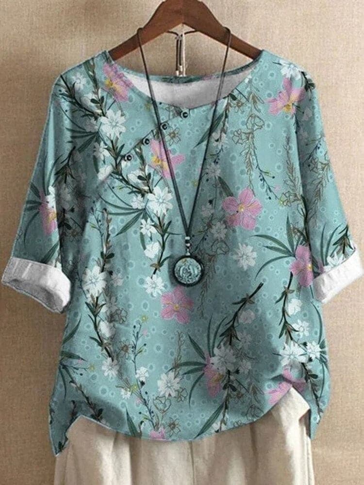 Tina | Bluse mit Blumendruck und entspannter Passform mit Knopfdetails - Image 5