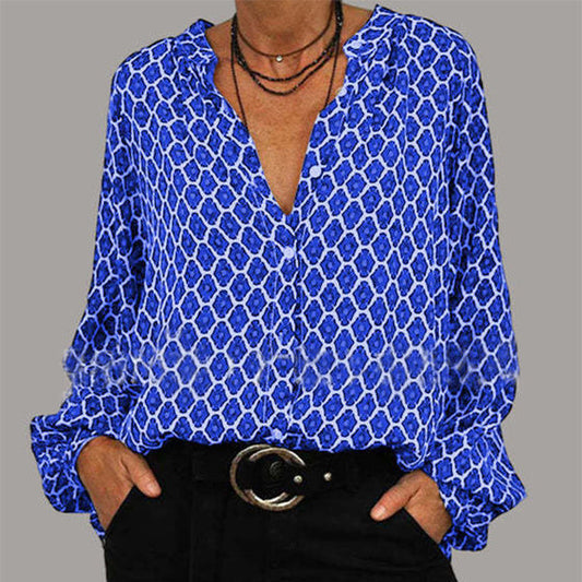 Renata | Langärmelige Bluse mit geometrischem Druck - Image 1
