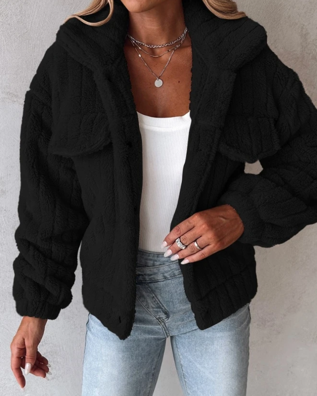 Felina | Damen Sherpa-Jacke mit Knopfleiste - Image 3