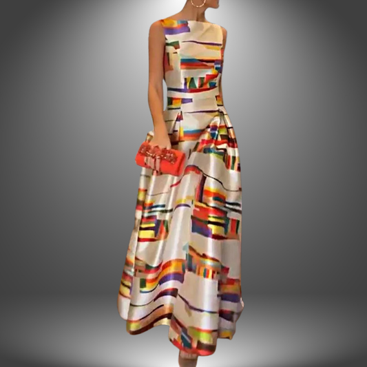 Tina | Elegantes Maxikleid mit kühnem geometrischem Druck - Image 1