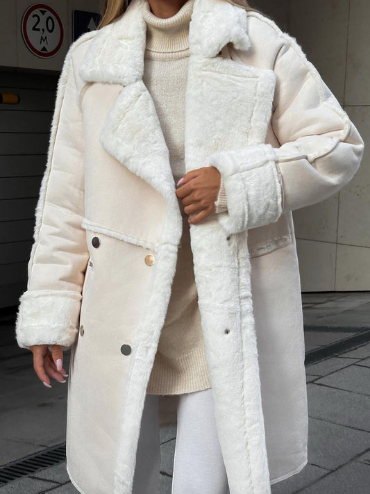 Regina | Damen Oversize Shearling Mantel - Image 1