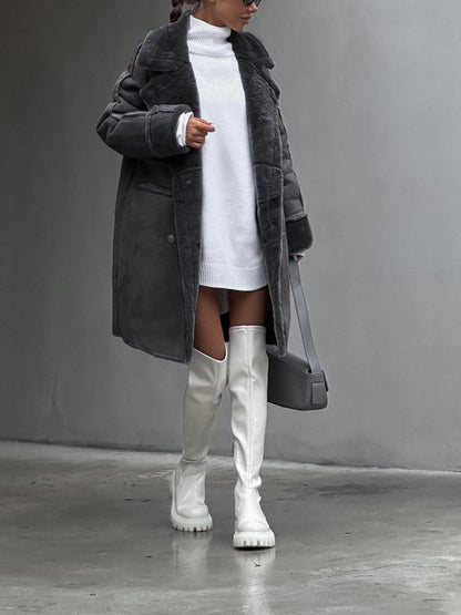 Regina | Damen Oversize Shearling Mantel - Image 4
