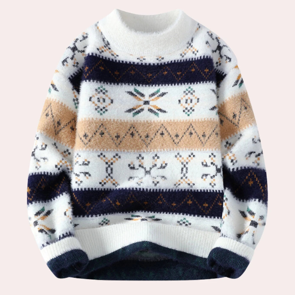 Benedikt | Herren Strickpullover mit Muster - Rundhalsausschnitt