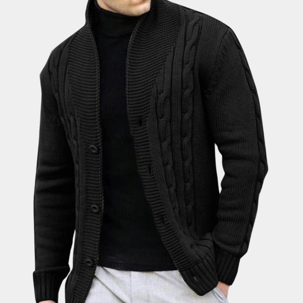 Alois | Herren Zopfmuster Strickjacke mit Knopfleiste - Image 2