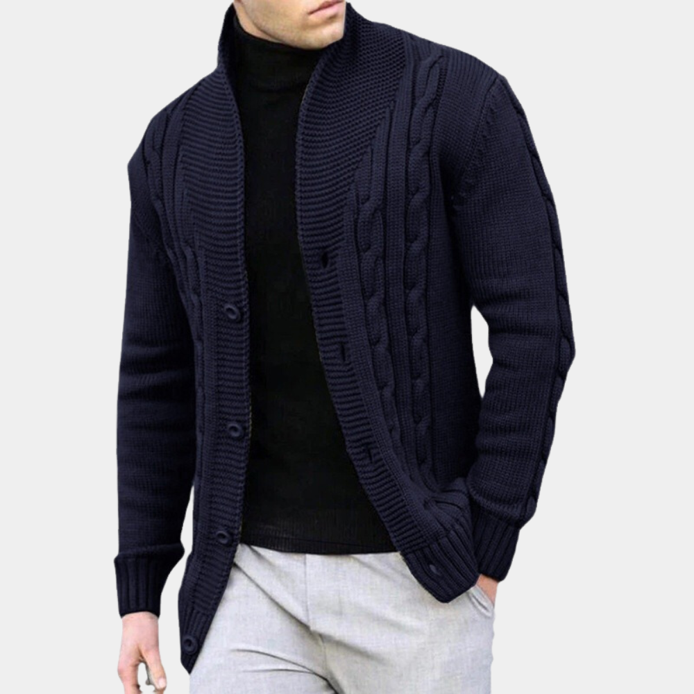 Alois | Herren Zopfmuster Strickjacke mit Knopfleiste - Image 3