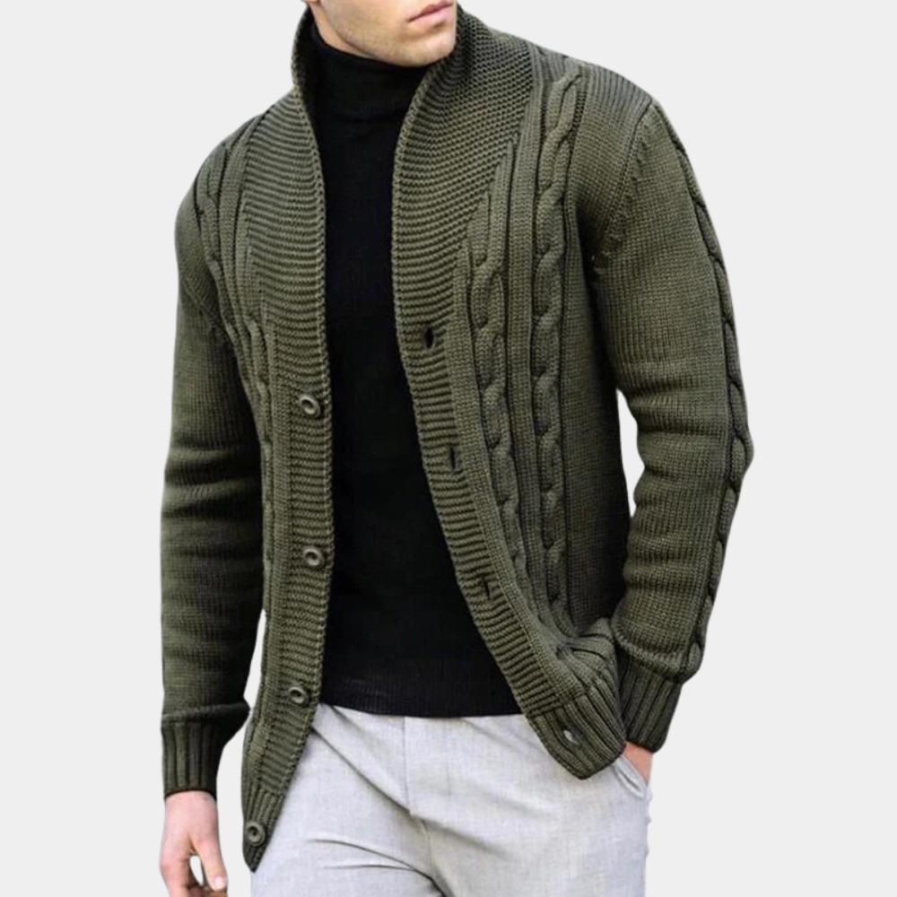Alois | Herren Zopfmuster Strickjacke mit Knopfleiste - Image 4