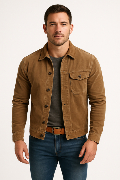 Heinz | Freizeitjacke für Männer - Baumwollmischung - taillierte Passform - Knopfleiste - Image 1