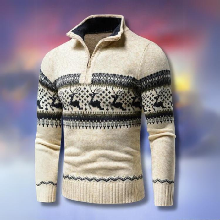 Sven | Herren Fair Isle Pullover mit halbem Reißverschluss - Image 3