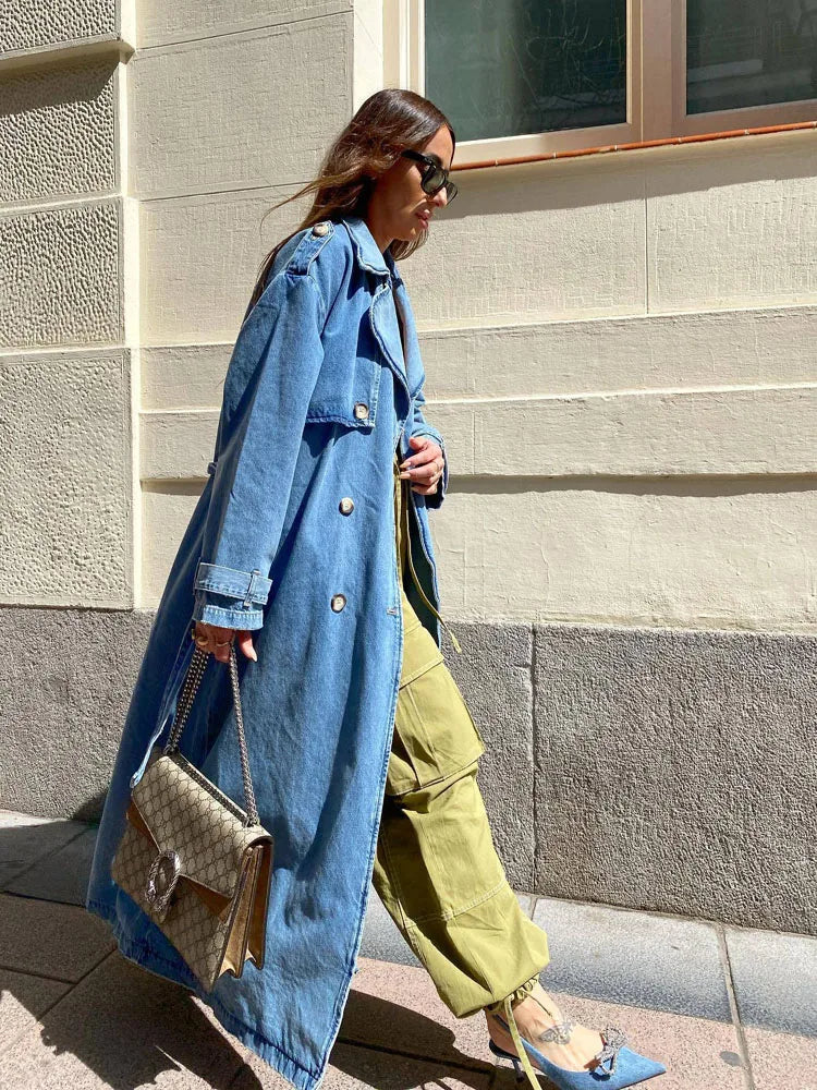 Marita | Damen Zweireihiger Jeansmantel - Image 3