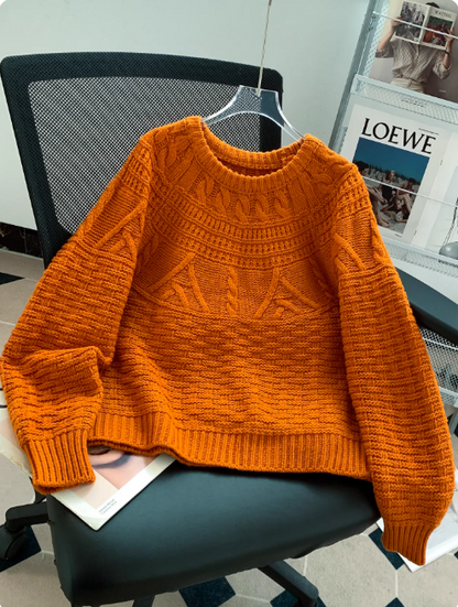 Deborah | Damen Rundhals Zopfmuster Strickpullover Langarm - Image 1