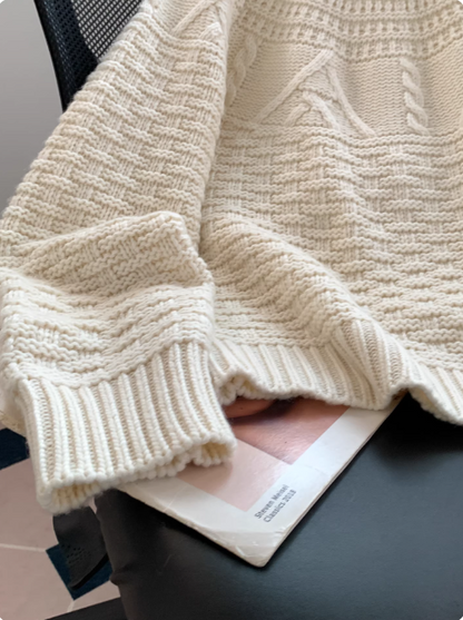 Deborah | Damen Rundhals Zopfmuster Strickpullover Langarm - Image 5