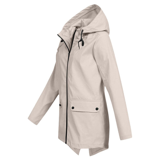 Aurelia | Damen Kapuzen Regenjacke in mittlerer Länge - Image 1