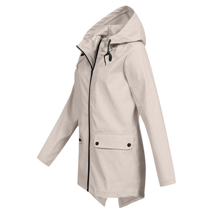 Aurelia | Damen Kapuzen Regenjacke in mittlerer Länge - Image 1