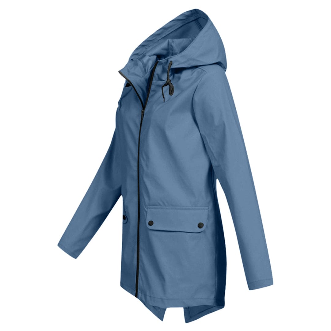 Aurelia | Damen Kapuzen Regenjacke in mittlerer Länge - Image 9