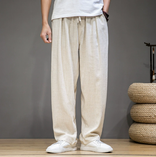 René | Bequeme Baggy Leinenhosen für Männer