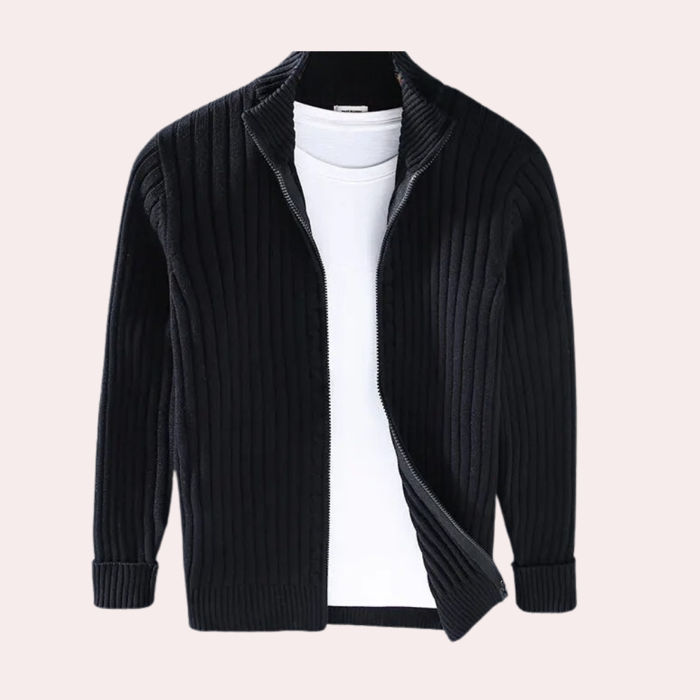 Alois | Herren Jacke mit Reißverschluss und Rippmuster - Image 4
