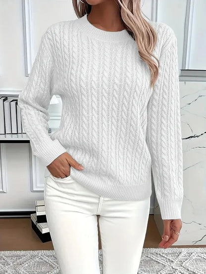 Julia | Damen Langarm Zopfmuster Pullover