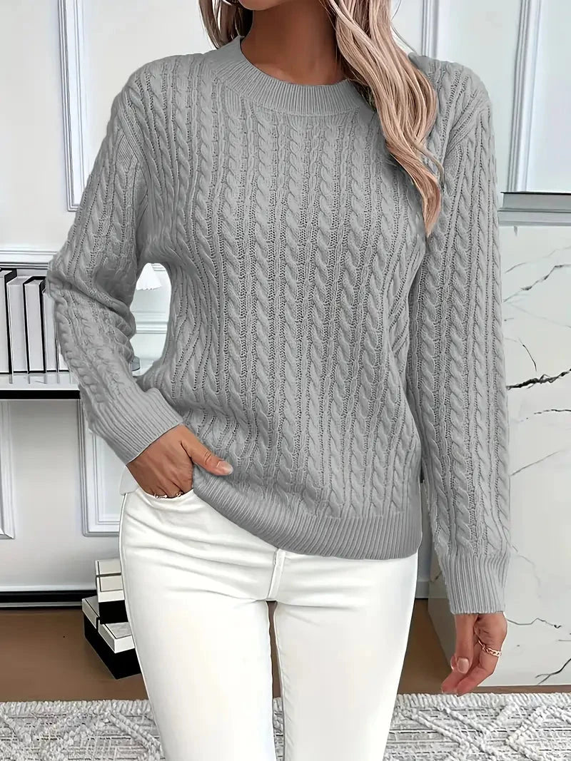 Julia | Damen Langarm Zopfmuster Pullover