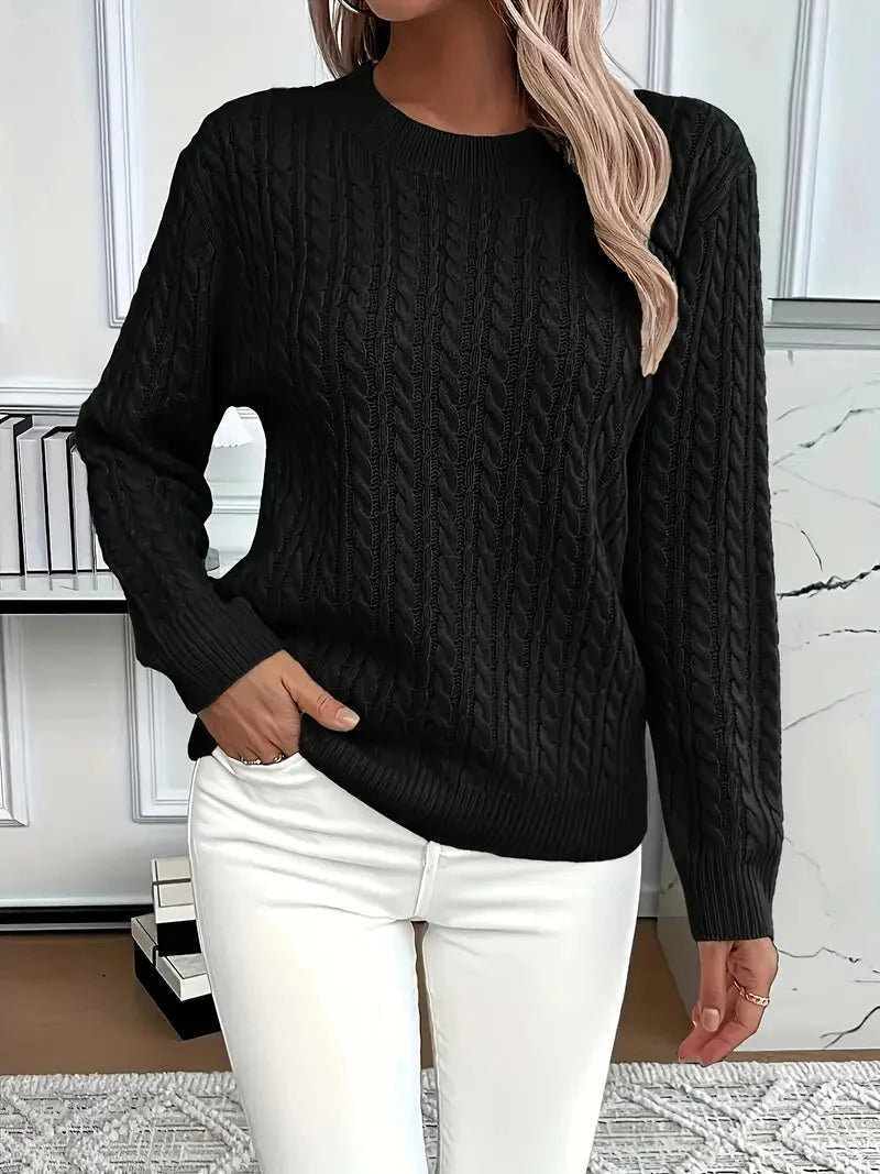 Julia | Damen Langarm Zopfmuster Pullover