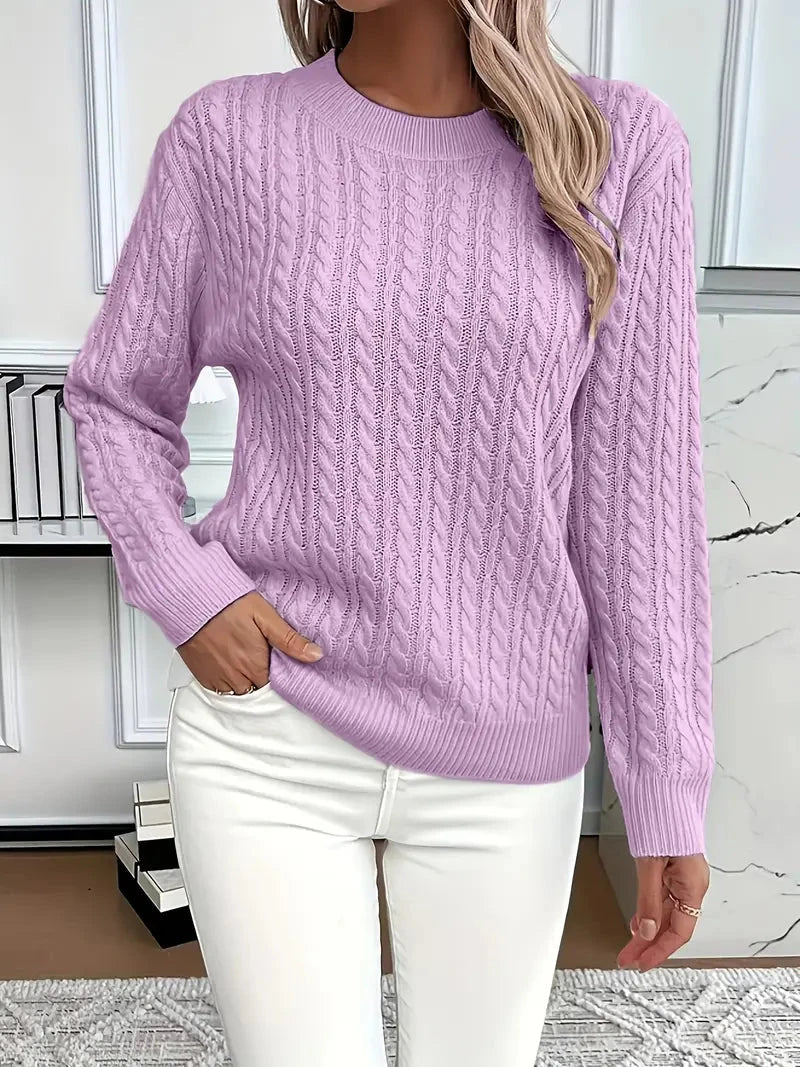 Julia | Damen Langarm Zopfmuster Pullover