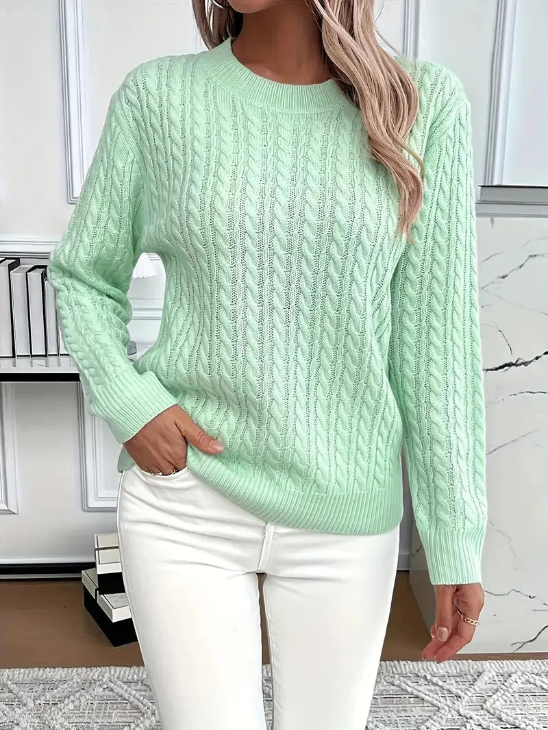 Julia | Damen Langarm Zopfmuster Pullover