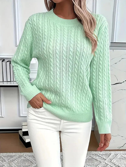 Julia | Damen Langarm Zopfmuster Pullover
