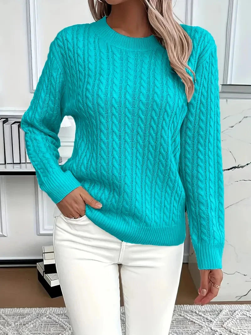 Julia | Damen Langarm Zopfmuster Pullover