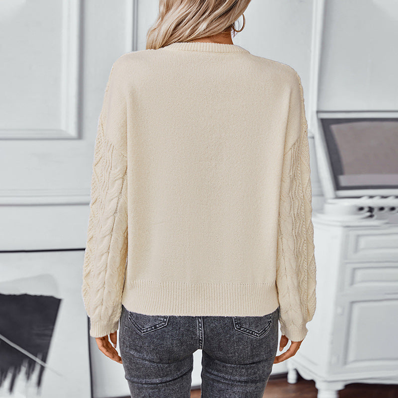 Mina | Damen Langarm Zopfmuster Strickpullover - Image 6
