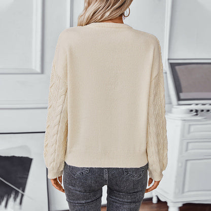 Mina | Damen Langarm Zopfmuster Strickpullover - Image 6