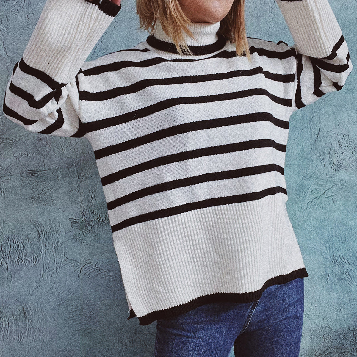 Jacqueline | Gemütlicher gestreifter Strickpullover - Image 7