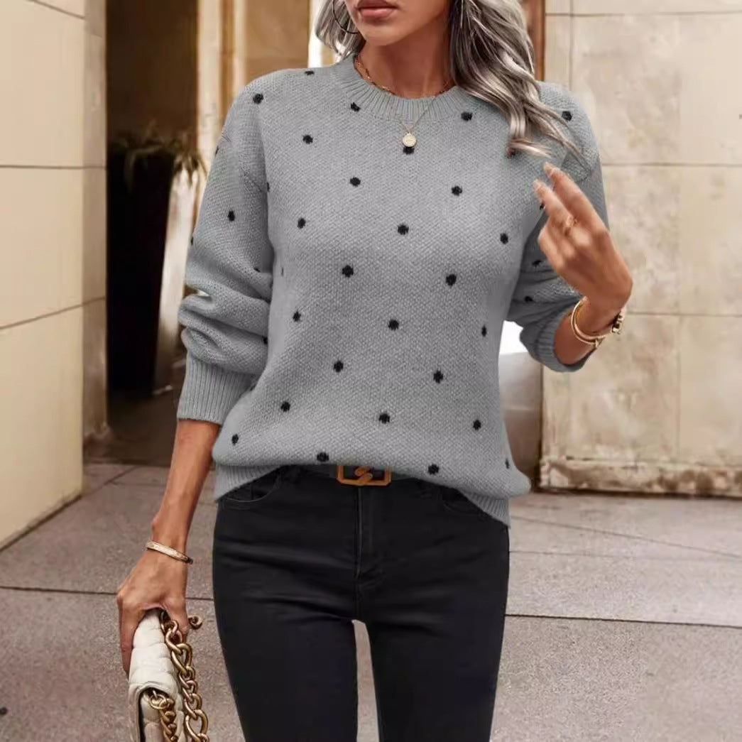 Sandra | Damen Polka Dot Rundhals-Pullover - Image 2