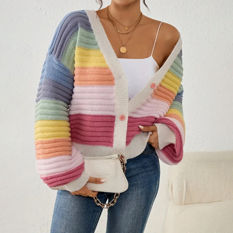 Erna | Damen Oversize Strickjacke mit Streifen - Image 2