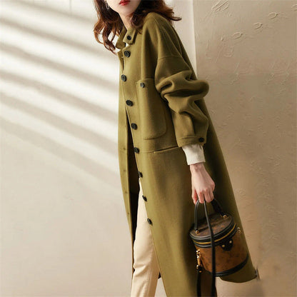 Rosalie | Damen Knopfleiste Langer Mantel - Image 2