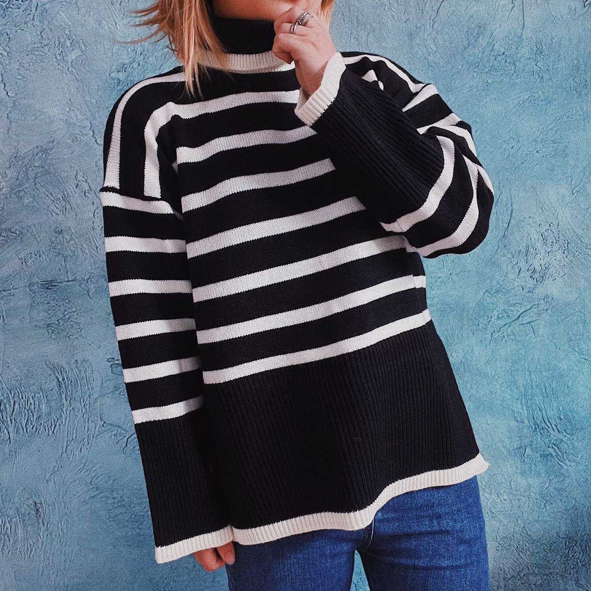 Jacqueline | Gemütlicher gestreifter Strickpullover - Image 2