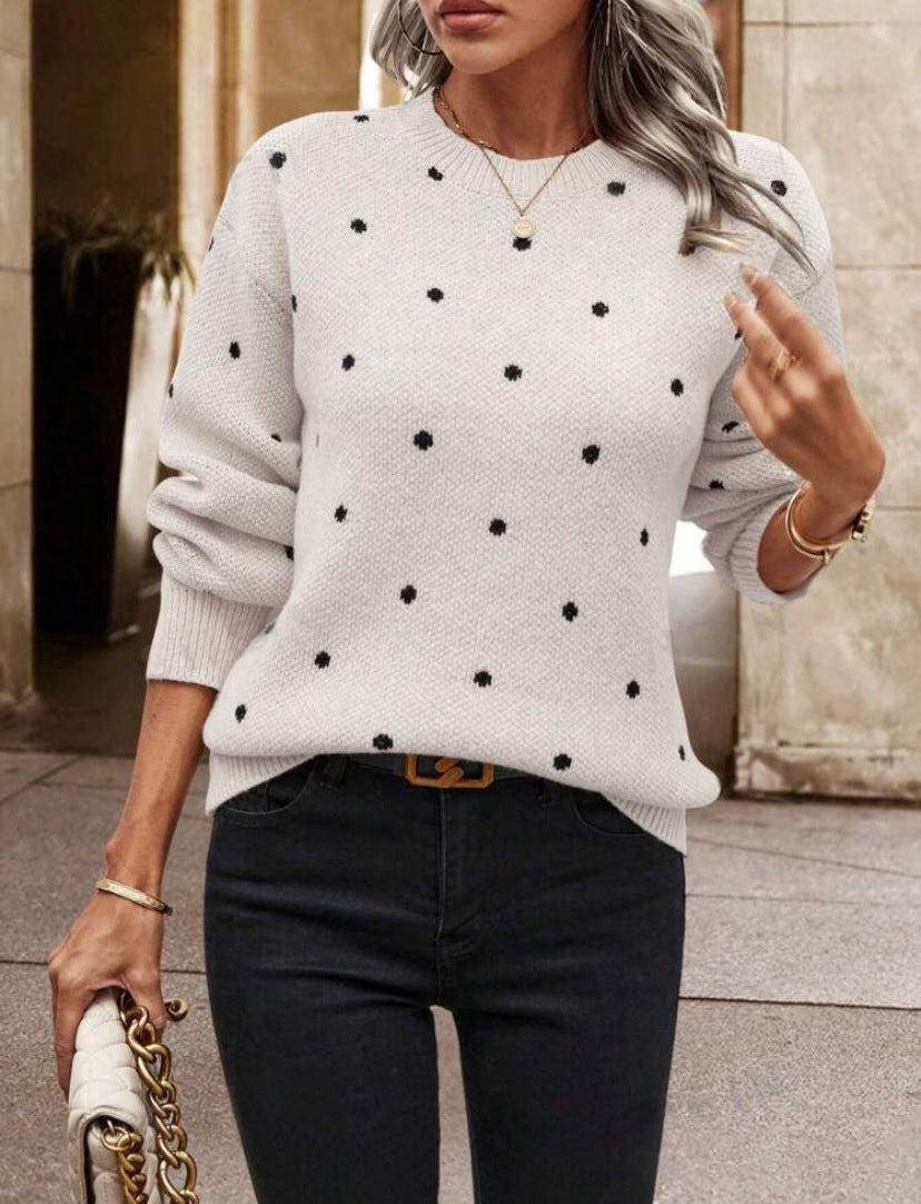 Sandra | Damen Polka Dot Rundhals-Pullover - Image 4