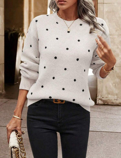 Sandra | Damen Polka Dot Rundhals-Pullover - Image 4