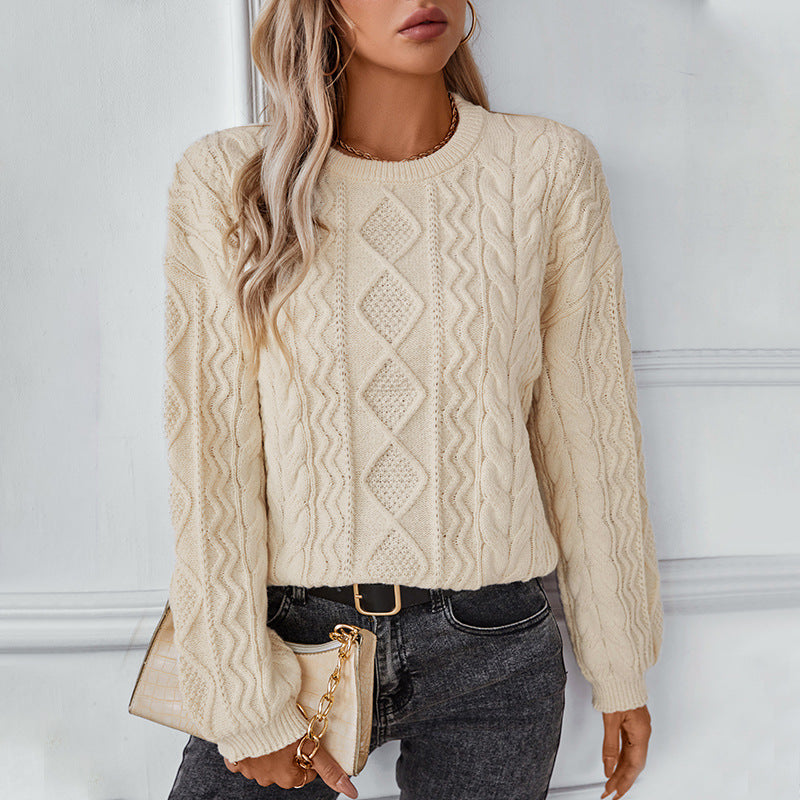 Mina | Damen Langarm Zopfmuster Strickpullover - Image 5