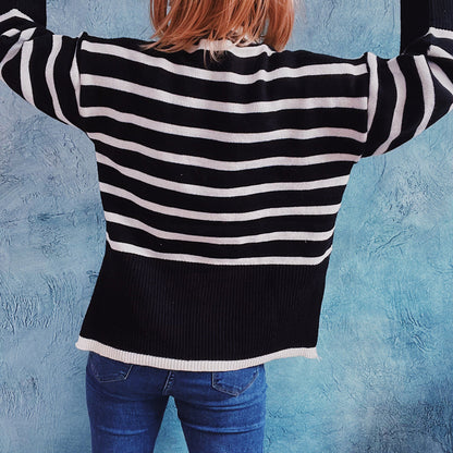 Jacqueline | Gemütlicher gestreifter Strickpullover - Image 6