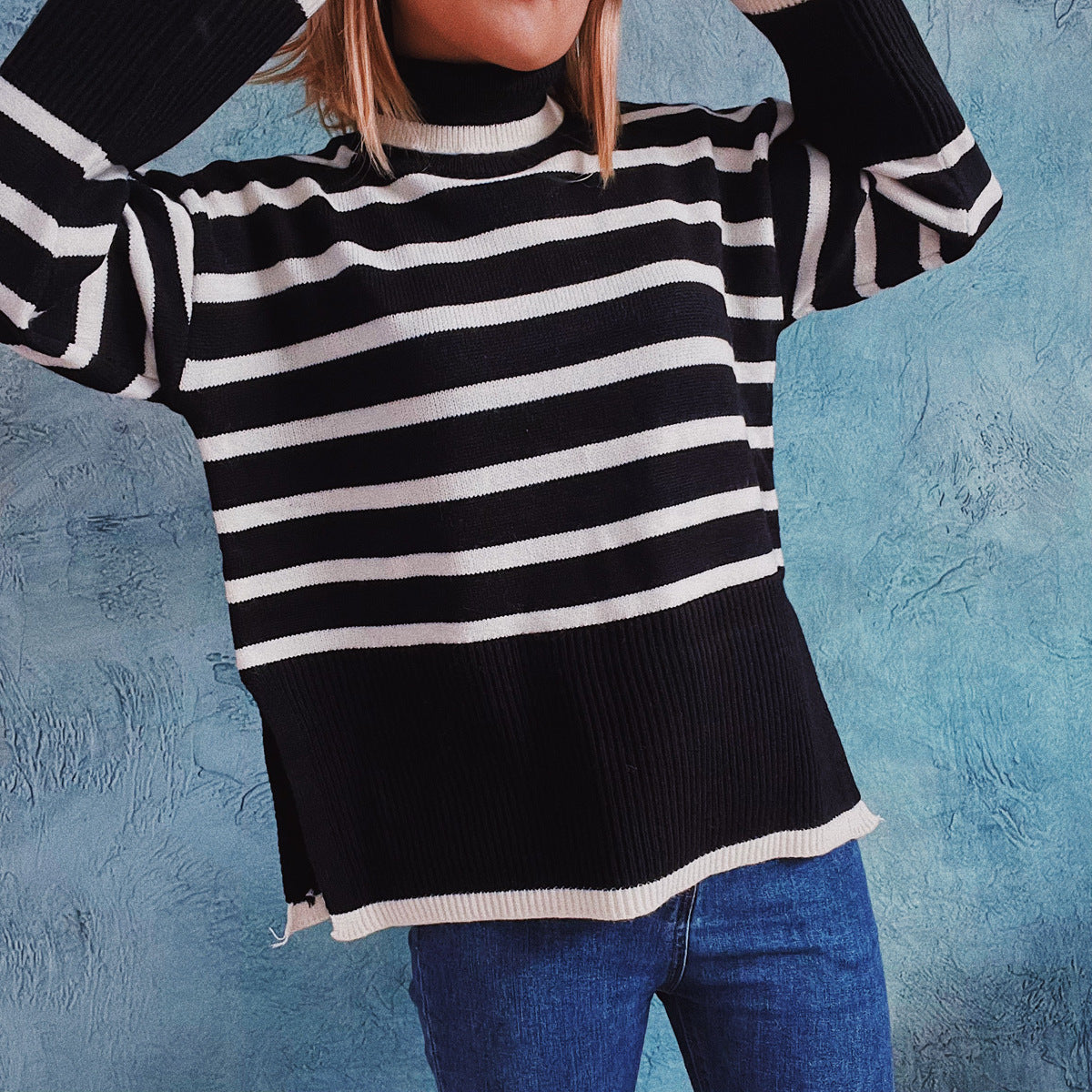 Jacqueline | Gemütlicher gestreifter Strickpullover - Image 5
