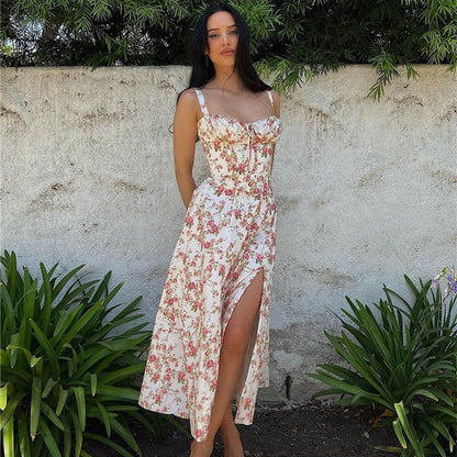 Ulrike | Elegantes Floral Bustier Midriff Taille Shaper Kleid - Image 8