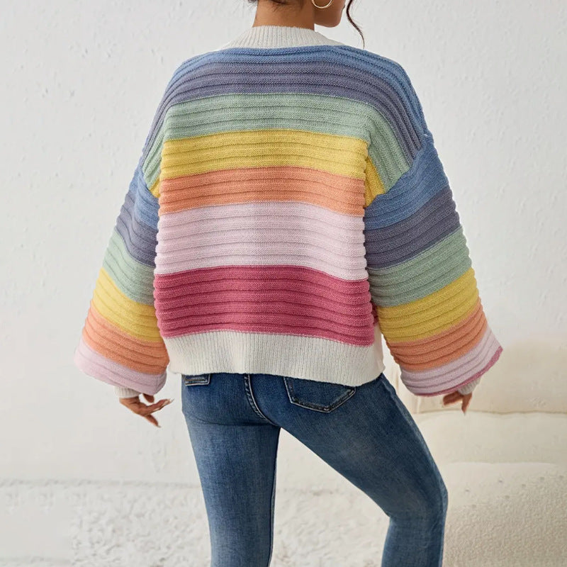 Erna | Damen Oversize Strickjacke mit Streifen - Image 3