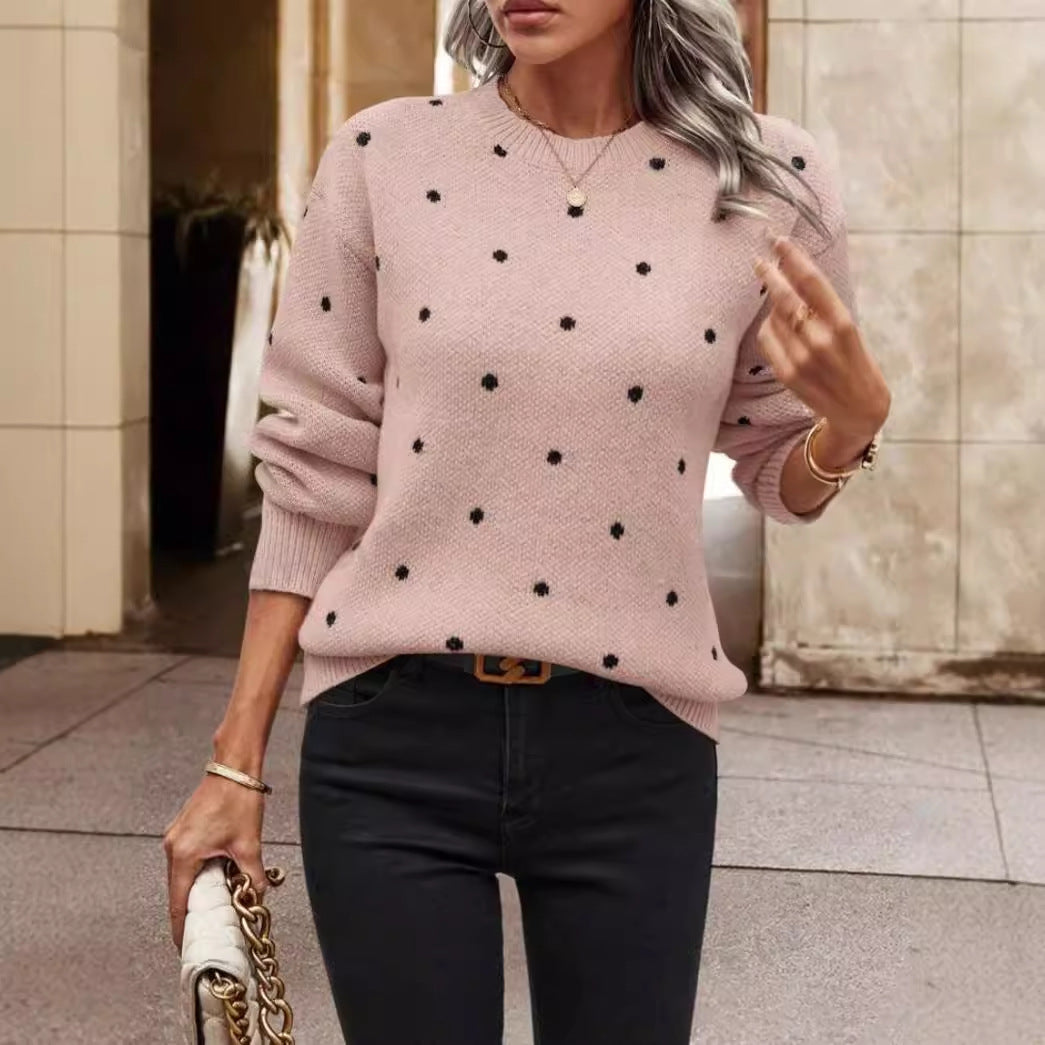 Sandra | Damen Polka Dot Rundhals-Pullover - Image 3