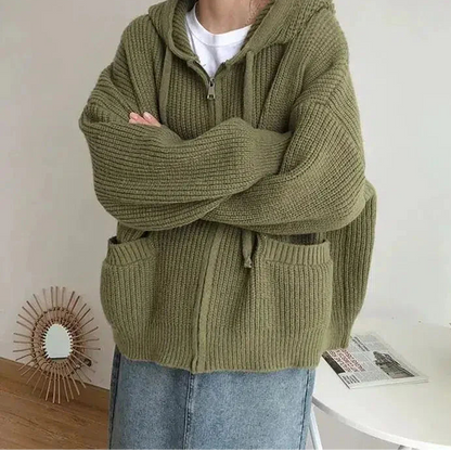 Ilse | Oversized Damen Strickjacke mit Reißverschluss - Image 5