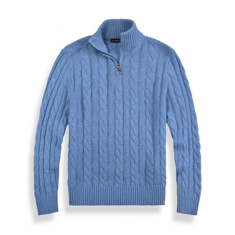 Kilian | Herren Viertelreißverschluss Zopfmuster Strickpullover - Image 7