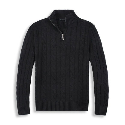Kilian | Herren Viertelreißverschluss Zopfmuster Strickpullover - Image 9