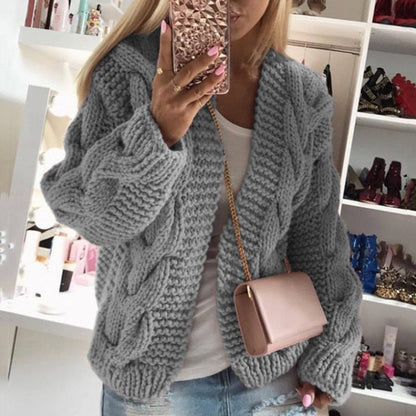 Daniela | Damen Grobstrick Cardigan mit offener Vorderseite - Image 3